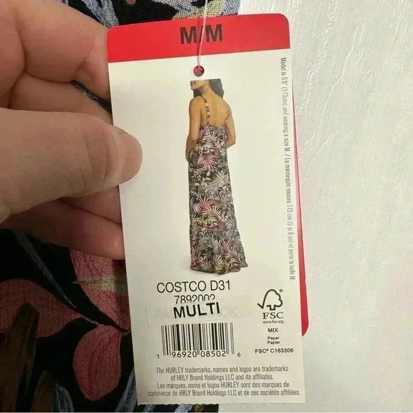 Hurley Ruffle Hem Maxi Dress Black / Floral Size NWT Medium - Picture 5 of 16